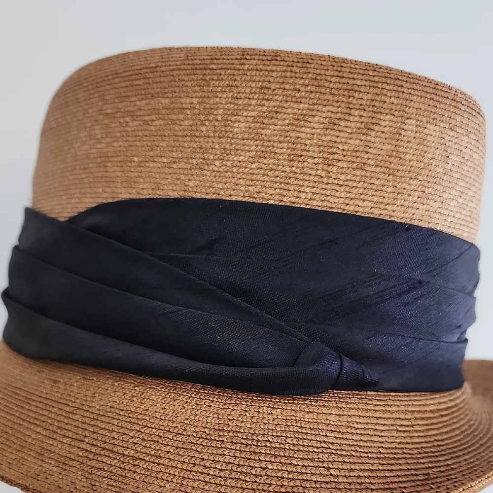 Knox New York Tan and Fedora Hat With Blue Ribbon Size 7 3/8